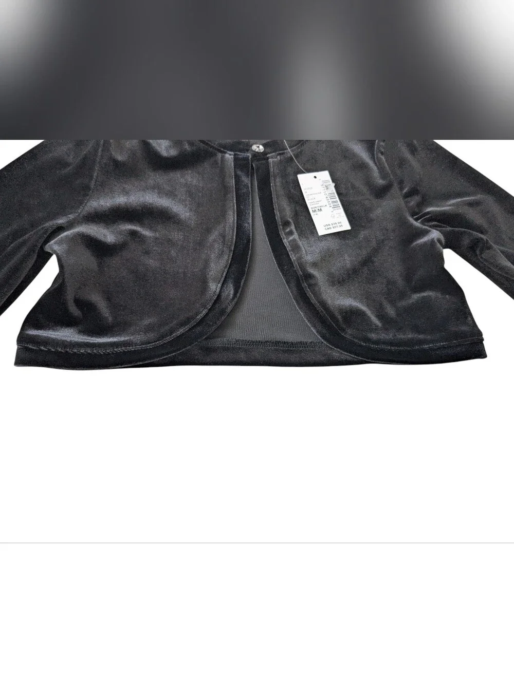 The Children's Place Girls Black Velour Cropped Shrug Cardigan Jacket NWT Size M